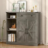 Bathroom Cabinet with 2 Barn Doors Open Shelves Floor Storage Cabinet