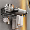 Bathroom Foldable Towel Rack Bar No Drill Bathroom Storage Shelf