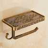 Bathroom Shelf Antique Bronze Carving Paper Rack with Phone Shelf