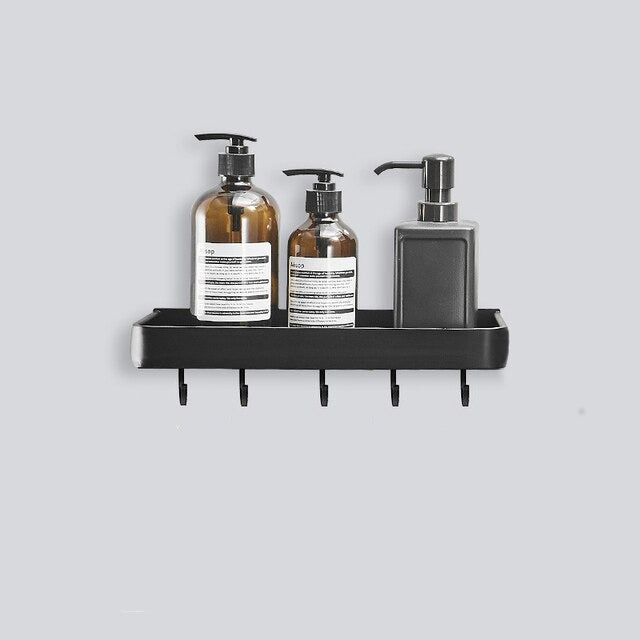 Black Bathroom Shelf No Drill 30/40/50 cm Wall Shelves Shower