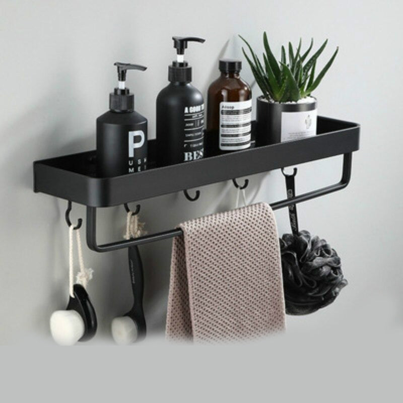 Black Corner Shower Shelf Punch Free Bathroom Shelf Space Aluminum