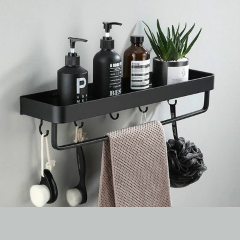 Corner Shelf Wall Mounted Black Aluminum Bathroom Soap Dish Bath