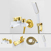 Bathtub Shower Set Wall Mounted Gold and White Bathtub Faucet Mixer Taps