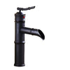 Black Bamboo Brass Waterfall Bathroom Sink Basin Faucet Mixer Tap