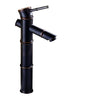 Black Bamboo Brass Waterfall Bathroom Sink Basin Faucet Mixer Tap