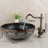 Black Ceramic Wash Basin Faucet Set Bathroom Ceramic Round Sink