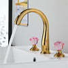 Brass Bath Basin Faucet Widespread Sink Tap with Rose Crystal Handles