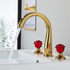 Brass Bath Basin Faucet Widespread Sink Tap with Rose Crystal Handles