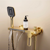 Brass Big Waterfall and Storage Rack Bathroom Bathtub Handheld Shower