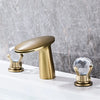 Brass Crystal Bathroom Faucet Widespread Hot Cold Basin Mixer Tap