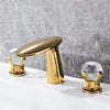 Brass Crystal Bathroom Faucet Widespread Hot Cold Basin Mixer Tap