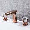 Brass Crystal Bathroom Faucet Widespread Hot Cold Basin Mixer Tap