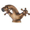 Brass Faucet Dual Handle Bathroom Water Mixer Tap Single-Hole Design