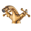 Brass Faucet Dual Handle Bathroom Water Mixer Tap Single-Hole Design