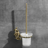 Brass Handle with Glass Cup Replaceable Brush Head Toilet Brush Holder