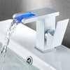 Brass LED Waterfall Bathroom Basin Faucet Cold Hot Water Mixer Tap
