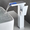 Brass LED Waterfall Bathroom Basin Faucet Cold Hot Water Mixer Tap