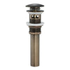 Brass Pop-Up Basin Drain Bathroom Sink Drain With or Without Overflow