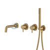Brass Wall-Mounted Bathtub Faucet Dual-Handle Hot Cold Water Mixer