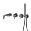 Brass Wall-Mounted Bathtub Faucet Dual-Handle Hot Cold Water Mixer