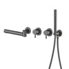 Brass Wall-Mounted Bathtub Faucet Dual-Handle Hot Cold Water Mixer