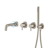 Brass Wall-Mounted Bathtub Faucet Dual-Handle Hot Cold Water Mixer