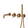 Brass Wall-Mounted Bathtub Faucet Dual-Handle Hot Cold Water Mixer
