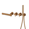 Brass Wall-Mounted Bathtub Faucet Dual-Handle Hot Cold Water Mixer