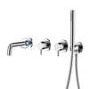 Brass Wall-Mounted Bathtub Faucet Dual-Handle Hot Cold Water Mixer