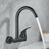 Brass Wall-Mounted Kitchen Faucet Dual-Hole Hot Cold Water Mixer Tap