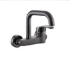 Brass Wall-Mounted Kitchen Faucet Dual-Hole Hot Cold Water Mixer Tap