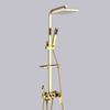 Bright Golden Brass Rain Shower Faucet Bath Thermostatic Shower Faucet