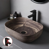 Brown Ceramic Vessel Sink Vanity Bowl Oval Bathroom Wash Basin Sink
