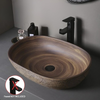 Brown Ceramic Vessel Sink Vanity Bowl Oval Bathroom Wash Basin Sink