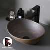 Brown Ceramic Vessel Sink Vanity Bowl Oval Bathroom Wash Basin Sink