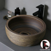 Brown Ceramic Vessel Sink Vanity Bowl Oval Bathroom Wash Basin Sink