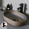 Brown Ceramic Vessel Sink Vanity Bowl Oval Bathroom Wash Basin Sink