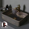 Brown Ceramic Vessel Sink Vanity Bowl Oval Bathroom Wash Basin Sink