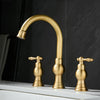 3-Hole Hot Cold Bathroom Sink Mixer Tap Brass Widespread Basin Faucet