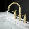 3-Hole Hot Cold Bathroom Sink Mixer Tap Brass Widespread Basin Faucet