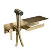 Brushed Gold Bidet Faucet Hand Portable Faucet With Cover Paper Holder