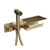 Brushed Gold Bidet Faucet Hand Portable Faucet With Cover Paper Holder