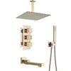 Wall Mounted Thermostatic Bath Shower Faucet 3-ways Concealed Tub Tap