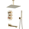 Wall Mounted Thermostatic Bath Shower Faucet 3-ways Concealed Tub Tap