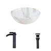 Ceramic Bathroom Sink Set Basin with Matte Black Faucet Pop-Up Drain