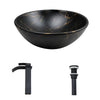 Ceramic Bathroom Sink Set Basin with Matte Black Faucet Pop-Up Drain