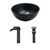 Ceramic Bathroom Sink Set Basin with Matte Black Faucet Pop-Up Drain