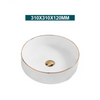 Ceramic Bathroom Vessel Sink with Gold Edge Countertop Vanity Sink