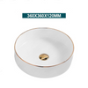 Ceramic Bathroom Vessel Sink with Gold Edge Countertop Vanity Sink