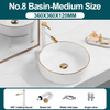 Ceramic Bathroom Vessel Sink with Gold Edge Countertop Vanity Sink